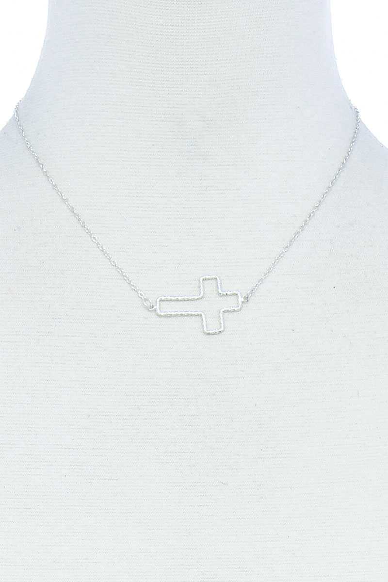 Cross Out Line Pendant Necklace